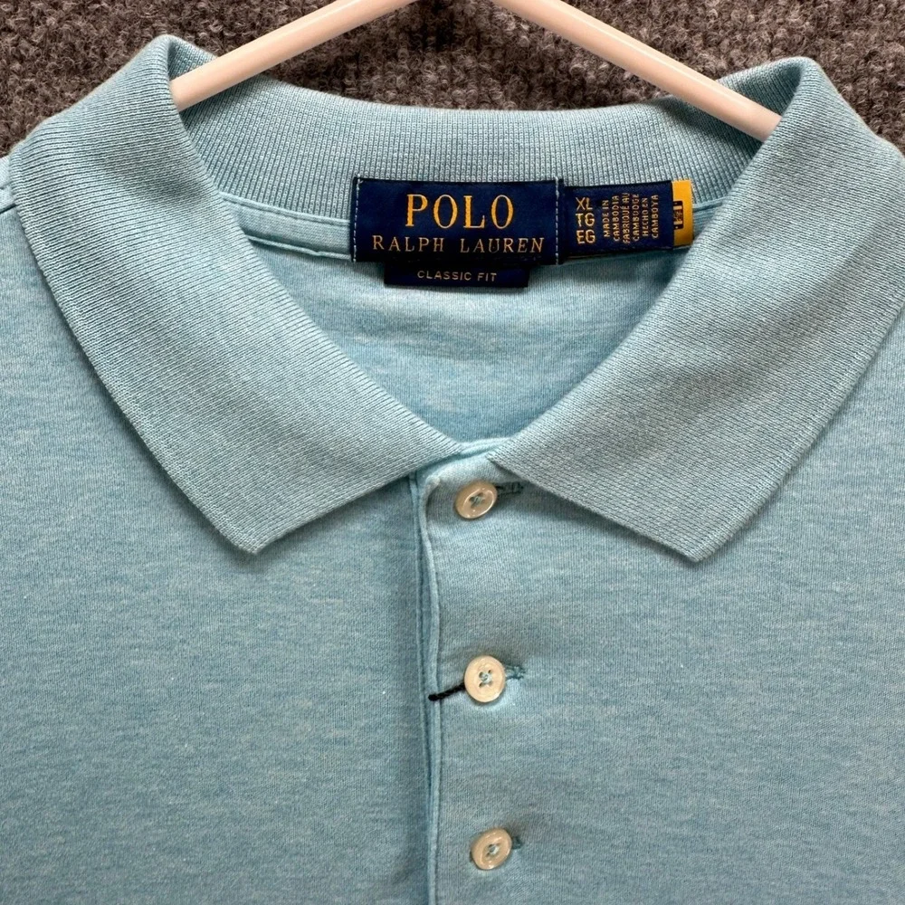 Polo Ralph Lauren Mens XL Classic Fit Short Sleeve Polo Shirt Light Blue, NWT